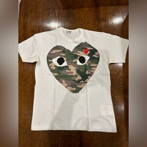 Comme des Garcons Kids Camo Heart Tee - White and Green